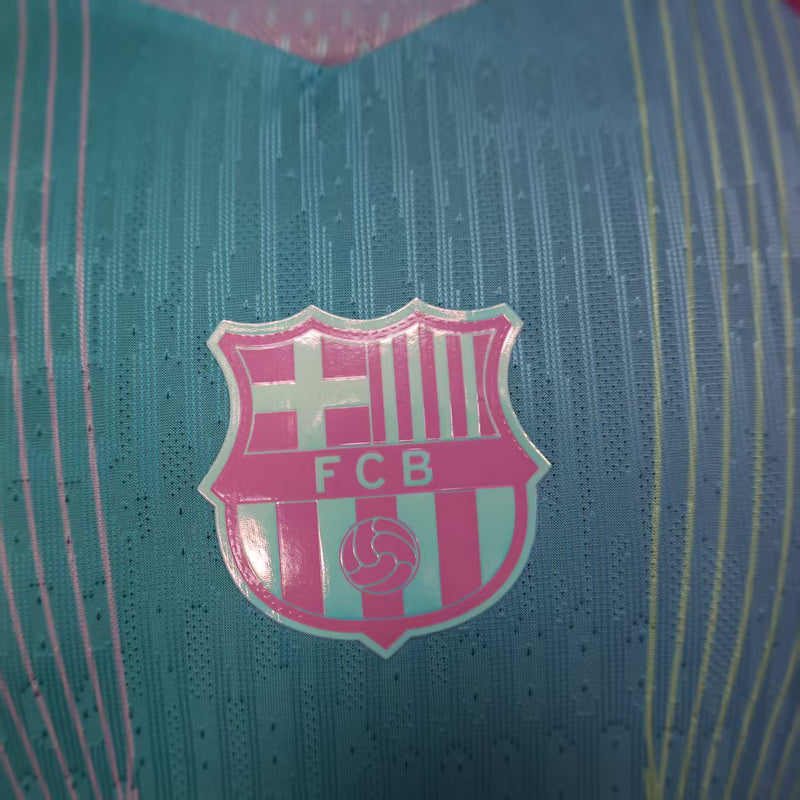 Tricou Barcelona Turcoaz Roz vedere 3 - Rojersey
