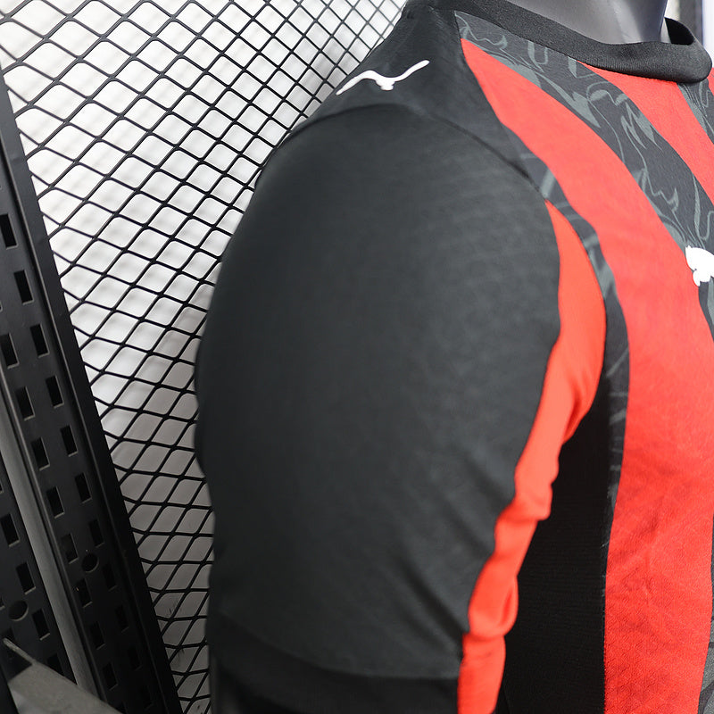 Tricou AC Milan Negru Rosu vedere 6 - Rojersey