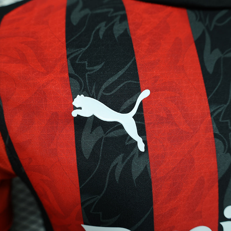 Tricou AC Milan Negru Rosu vedere 4 - Rojersey