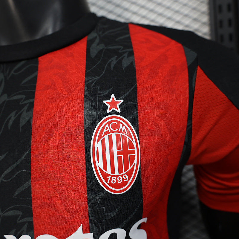 Tricou AC Milan Negru Rosu vedere 3 - Rojersey